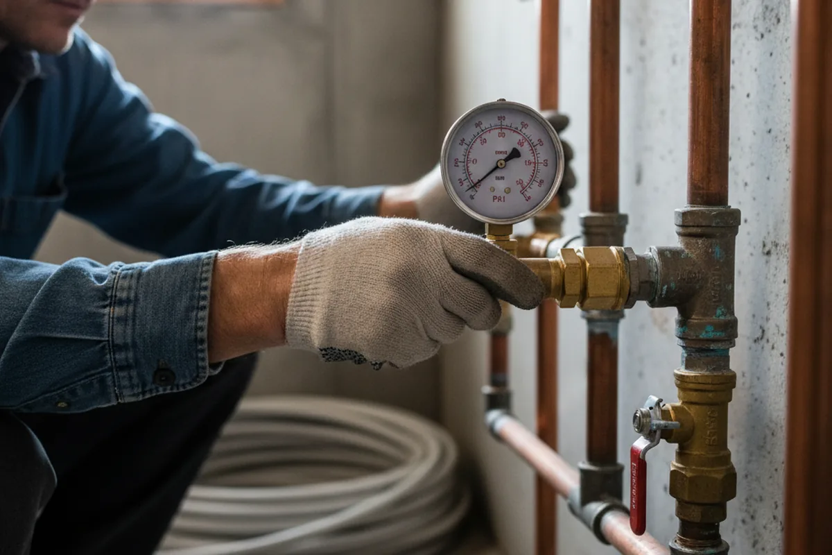 Pressure testing a repaired line during Water Line Repair in Conley